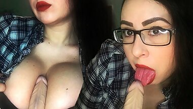 Horny Teacher With Big Tits Sucks Dildo And Fucks Herself During Live Stream