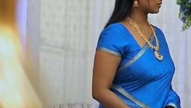 most searched curvy Aunty in blue saree hot !!!