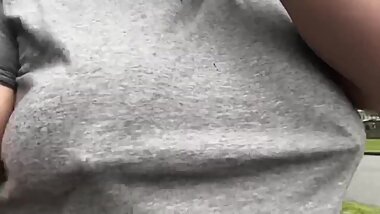 BBW Walking and Jogging Without a Bra