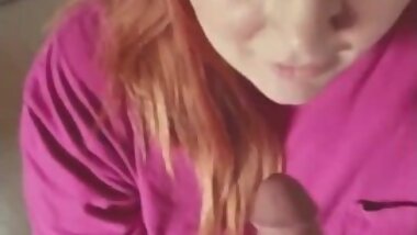 Red Head Takes Cock In Her Mouth